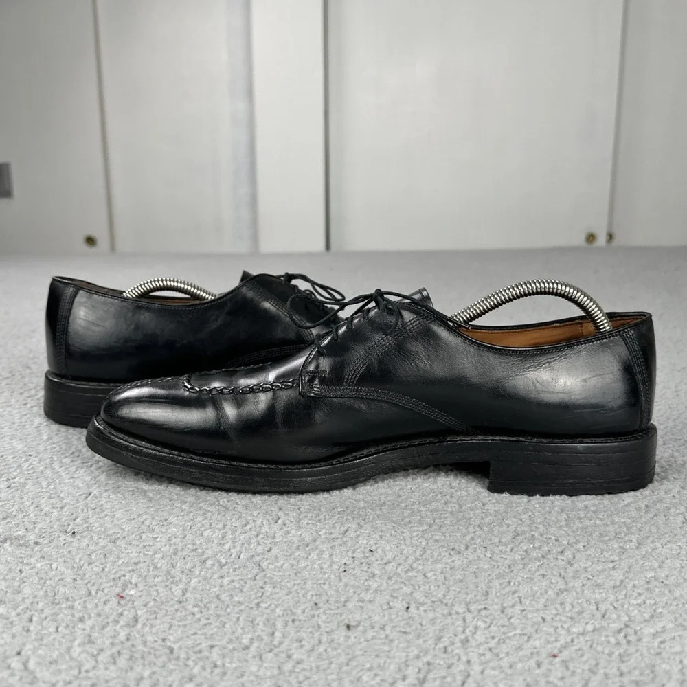 Allen Edmonds Dellwood Shoes Men 11B Black Norwegian Split Toe 1304 Made In USA